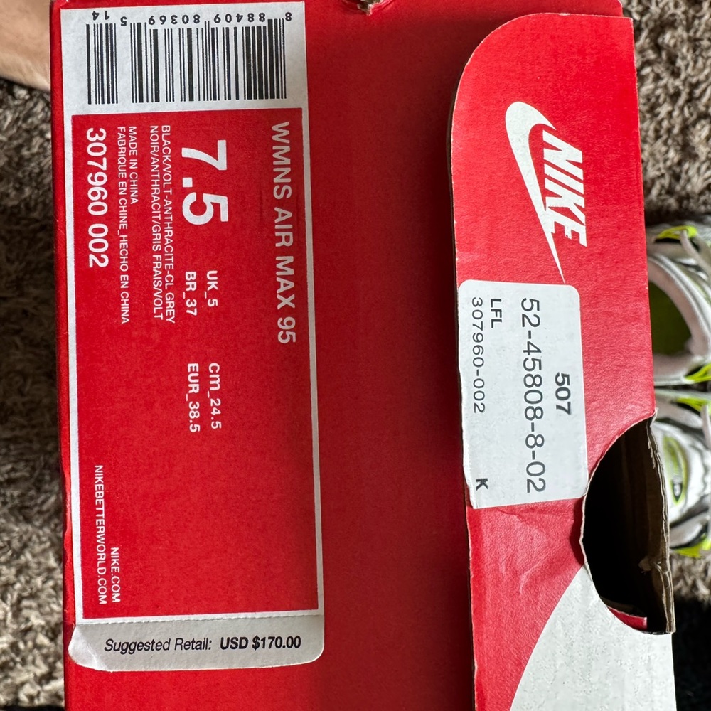 Nike Men’s Air Max 95 in Gray and Volt….unisex , woman’s 7.5
Men’s 6 - Picture 6 of 6